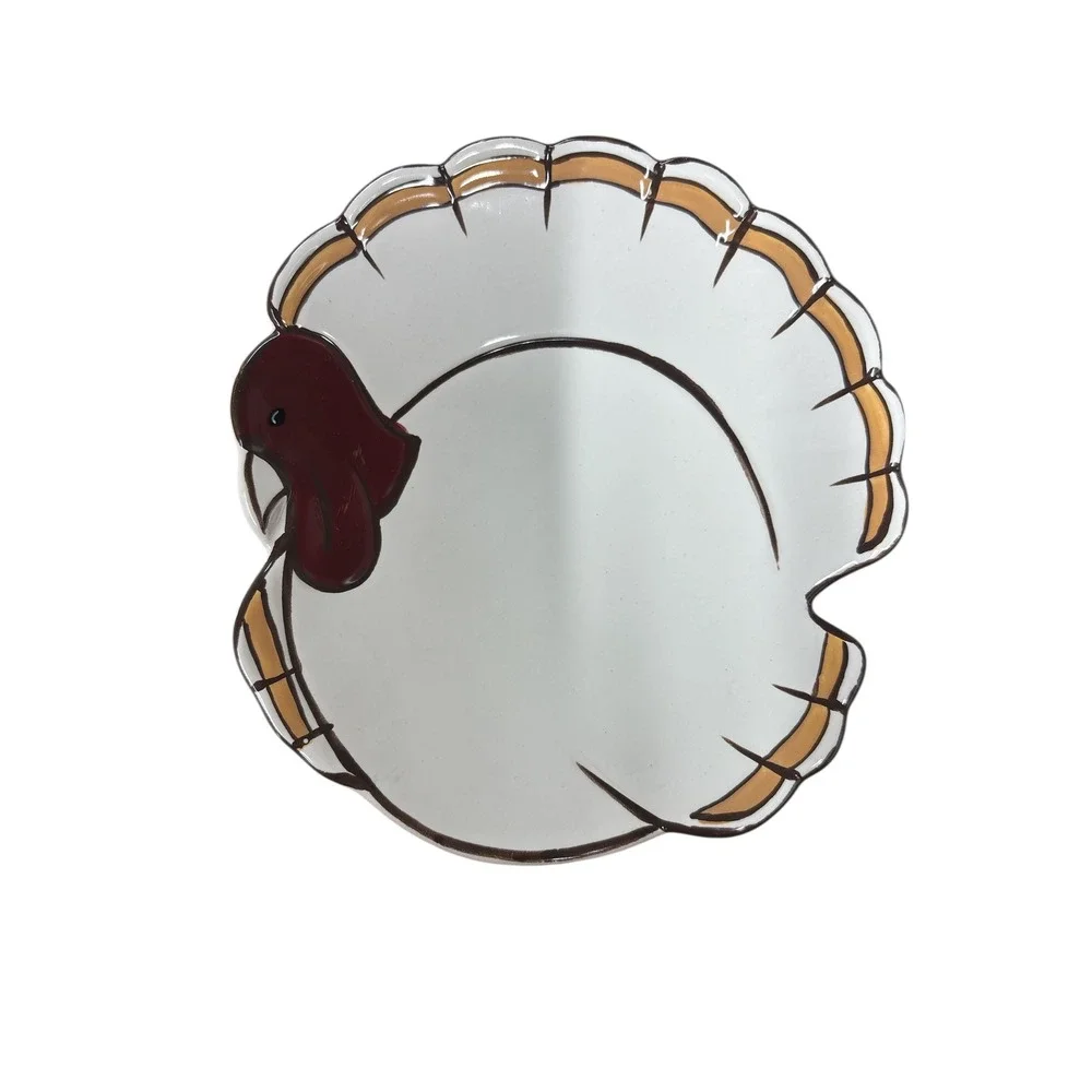 Pottery Barn Gobble Turkey Salad Dessert‎ Plates 4 PC Thanksgiving Fall Harvest